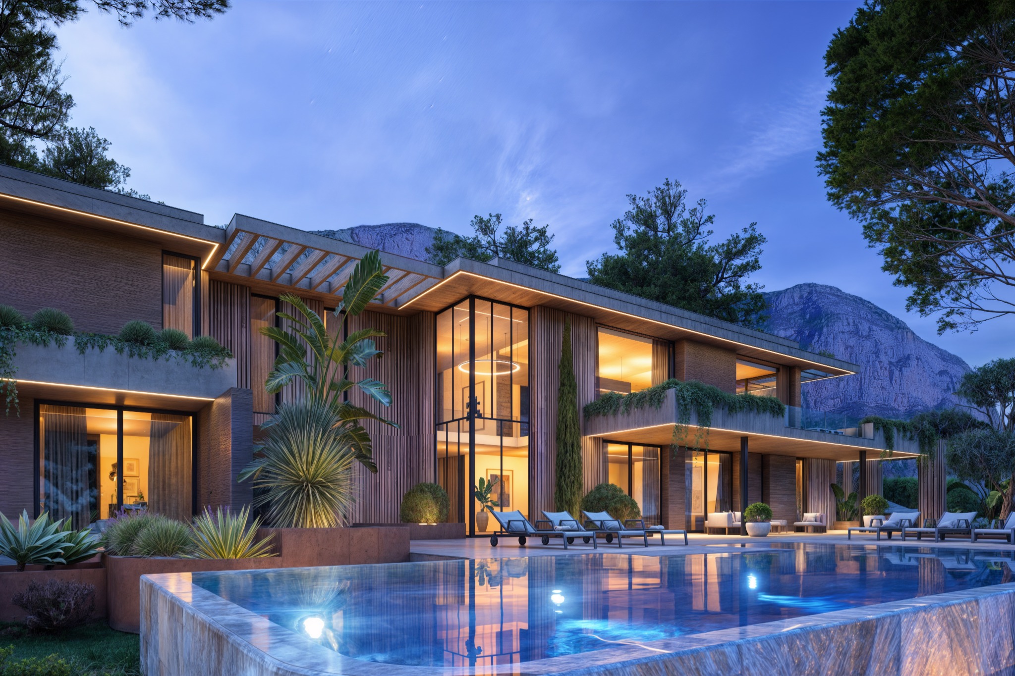 Villa India at dusk